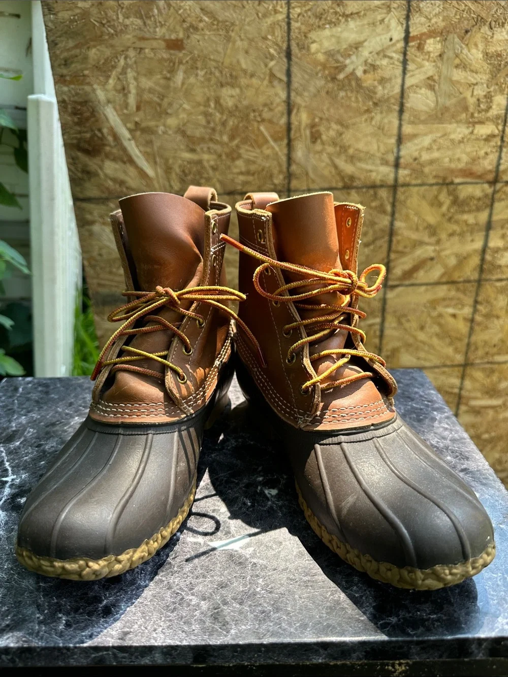 L.L. Bean Brown Leather and Dark Brown Rubber Duck Boots
